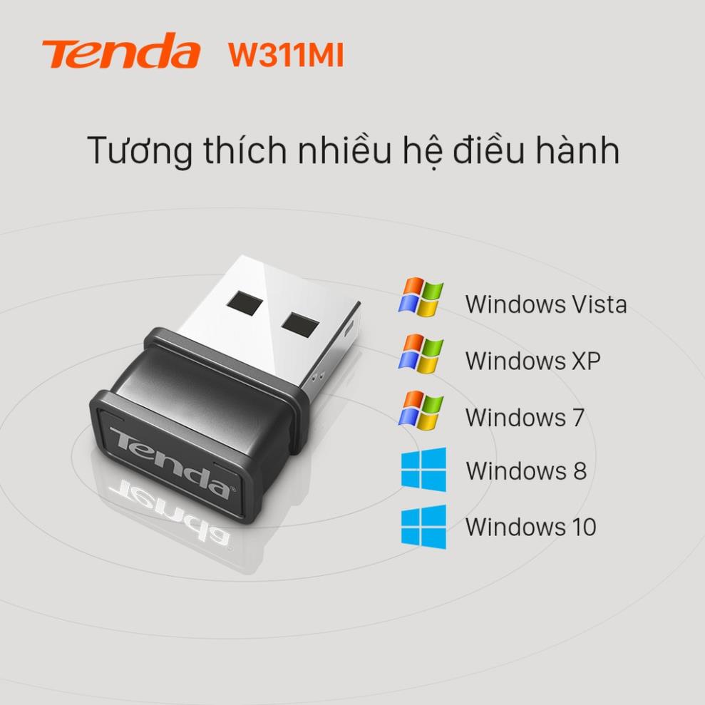 Tenda USB Wifi W311Mi Siêu Nhỏ Gon Dùng Cho PC Laptop Dùng Thu WIFI chuẩn wifi N tốc độ 150Mbps Hàng Chính Hãng BH 36T