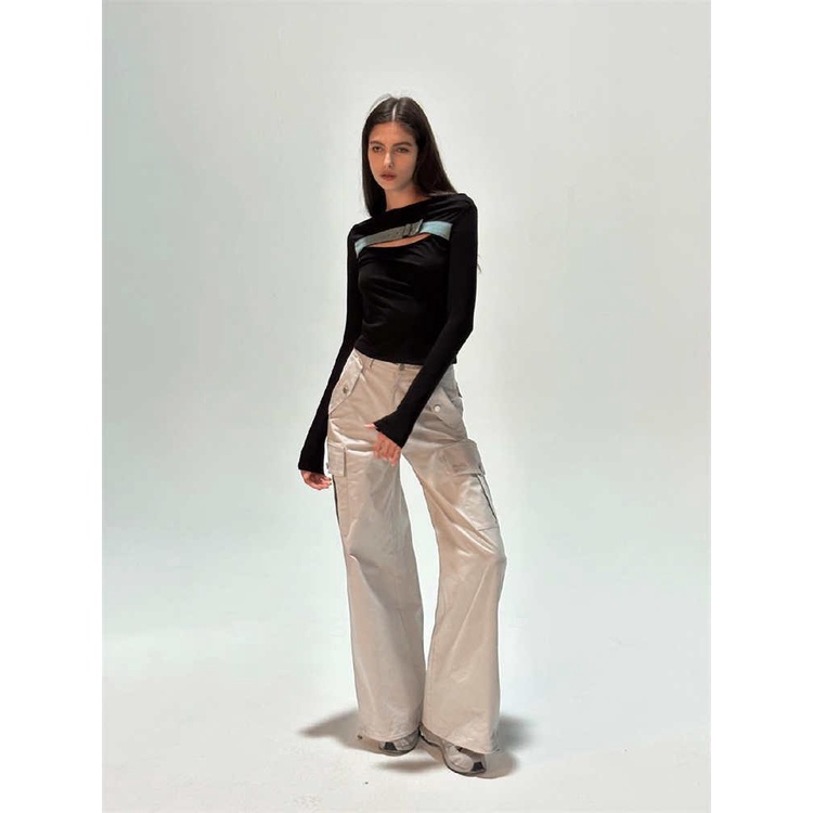 Áo Thun Nữ Tay Dài Cổ Cao Ôm Dáng Phong Cách Thời Trang retro Mỹ