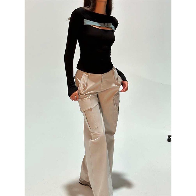 Áo Thun Nữ Tay Dài Cổ Cao Ôm Dáng Phong Cách Thời Trang retro Mỹ