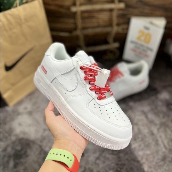 Giày Af1 Supreme trắng đỏ full size 36>45, giày Af1 Supreme bản S.Cấp trung full phụ kiện | BigBuy360 - bigbuy360.vn