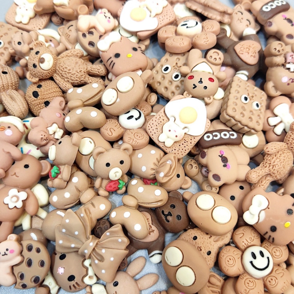 Depcrosss Jibbitz charm sticker đá hình gấu nâu gắn trang trí dép cross, jibbitz sticker màu nâu trang trí dép crocs - N