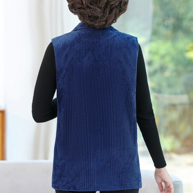 Áo Khoác Nhung Kẻ Không Tay Thêu Họa Tiết Phong Cách Mới Dành Cho Phụ Nữ Trung Niên