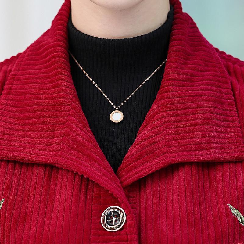 Áo Khoác Nhung Kẻ Không Tay Thêu Họa Tiết Phong Cách Mới Dành Cho Phụ Nữ Trung Niên