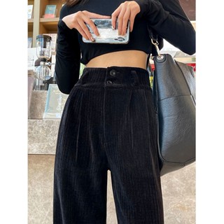 Jiashucheng Quần Nhung Ống Rộng Lót Lông Cừu Phong Cách Mới Mùa Thu Đông Cho Nữ