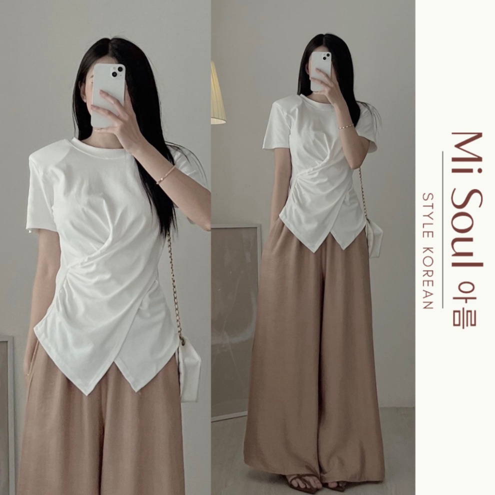 Áo Thun Xoắn Eo Cổ Tròn MiSoul BigSize , Áo Cộc Tay BigSize Vạt Chéo 199