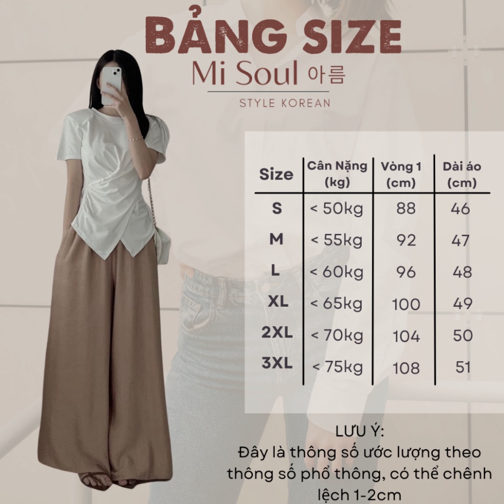 Áo Thun Xoắn Eo Cổ Tròn MiSoul BigSize , Áo Cộc Tay BigSize Vạt Chéo 199