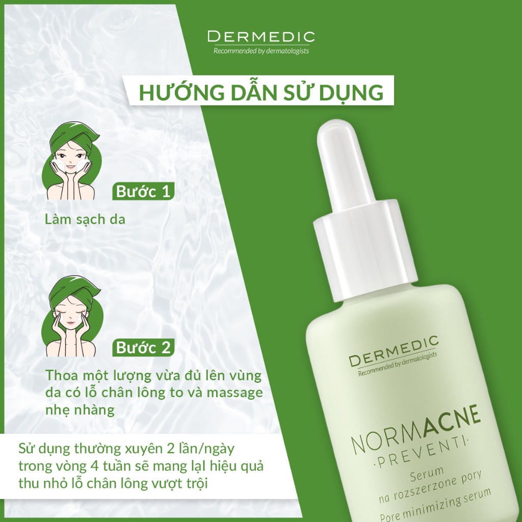 Serum Giảm Mụn Kiềm Dầu Se Khít Lỗ Chân Lông Da Dầu Mụn Dermedic Normacne Preventi - 30ml