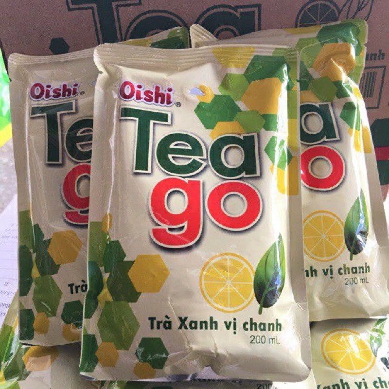 Bán sỉ nước trà xanh Tea Go vị chanh, đào Oishi bịch 10 gói 180ml thơm mát giải nhiệt mùa hè, đồ ăn vặt hot nhất