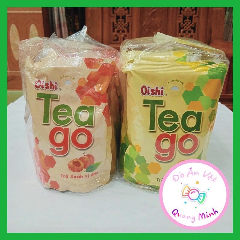 Bán sỉ nước trà xanh Tea Go vị chanh, đào Oishi bịch 10 gói 180ml thơm mát giải nhiệt mùa hè, đồ ăn vặt hot nhất