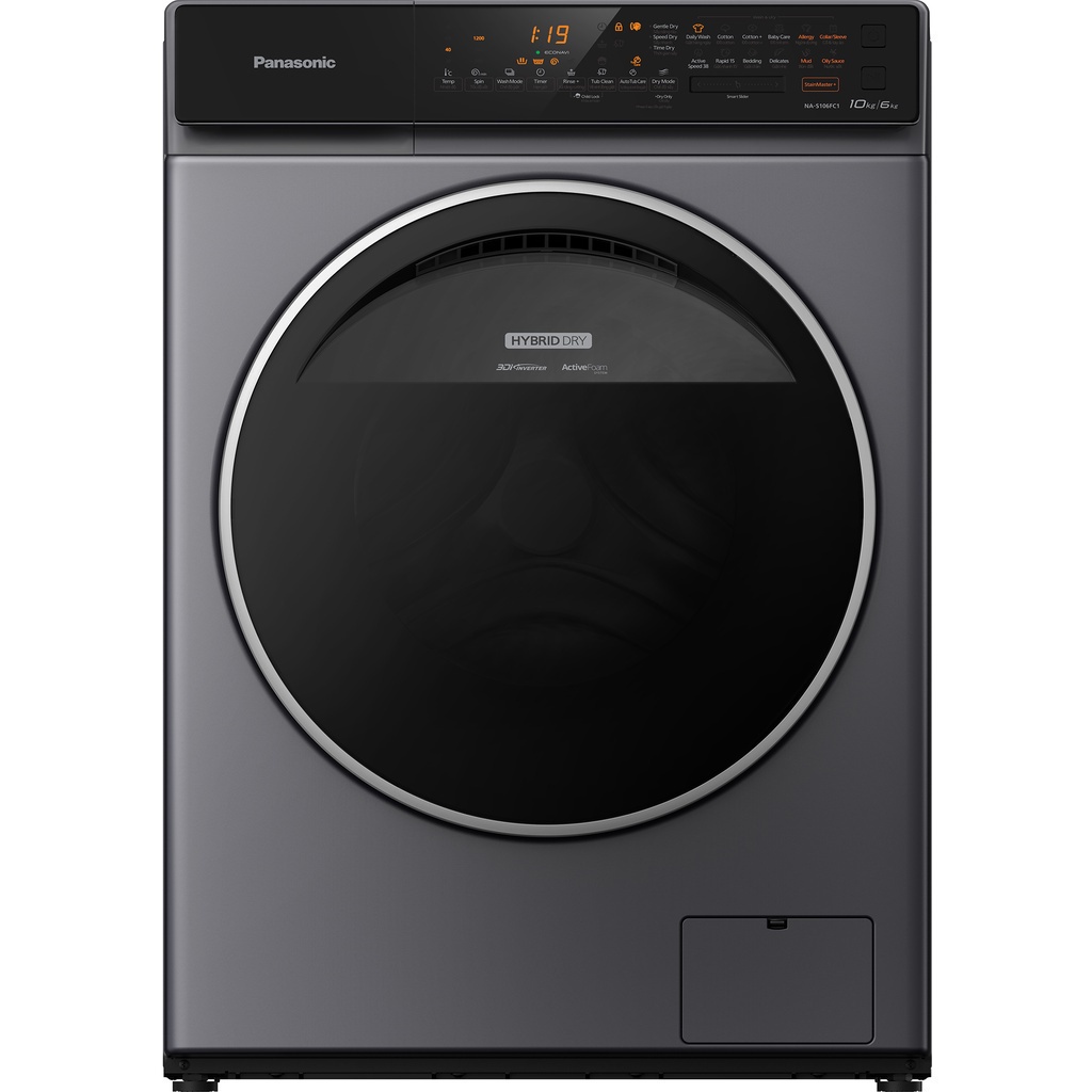 Máy Giặt Sấy Cửa Trước Panasonic 10 Kg NA-S106FC1LV - Diệt khuẩn 99.99% (Xám)