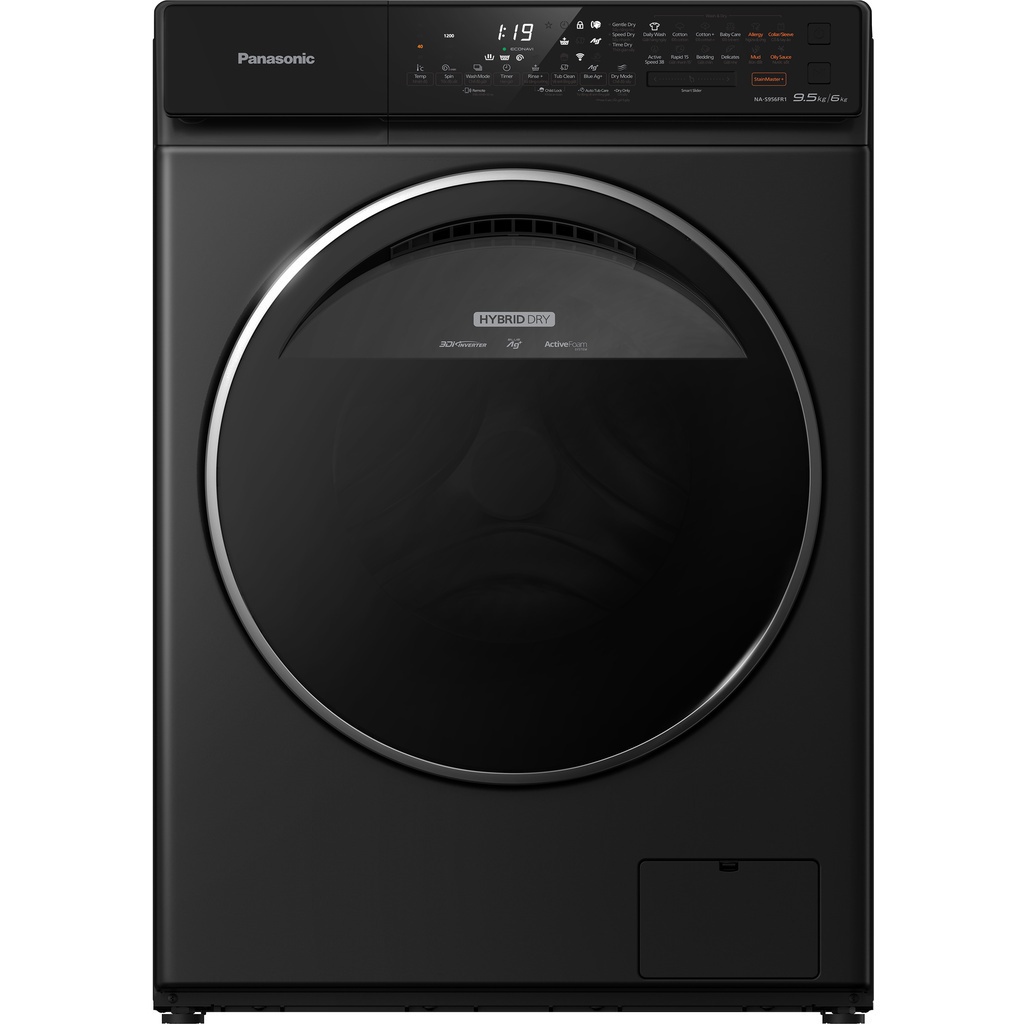 Máy Giặt Sấy Cửa Trước Panasonic 9 Kg NA-S96FR1BVT - Diệt khuẩn 99.99% (Đen)