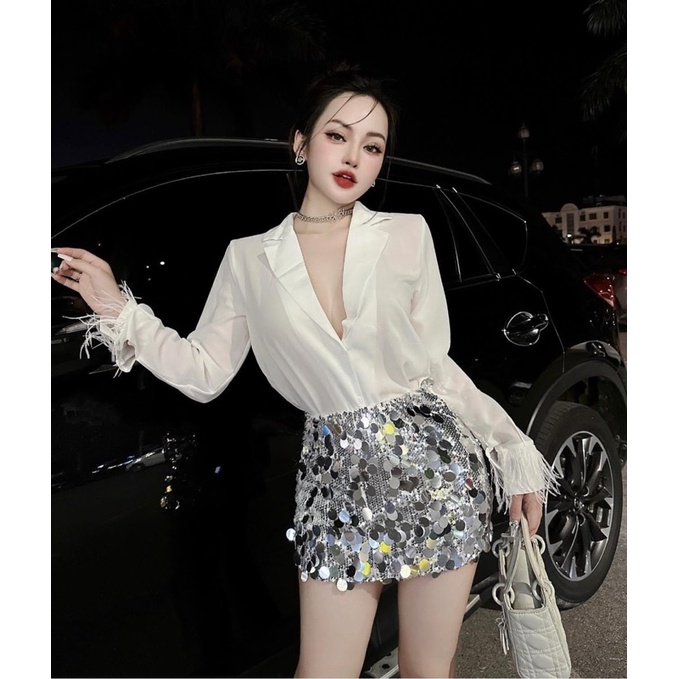 SET ÁO SƠ MI VÀ CHÂN VÁY KIM SANG TRỌNG BIGSIZE TỪ 55-100kg