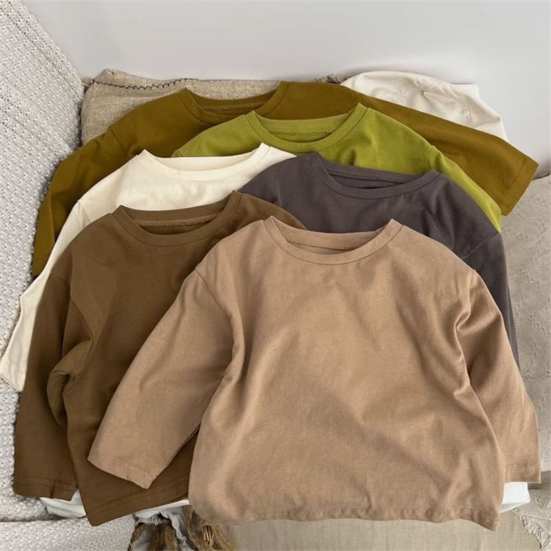 Áo Thun Tay Dài Dáng Rộng Màu Trơn Mềm Mại Phong Cách Hàn Quốc Thời Trang Xuân Thu Cho Nam Và Nữ