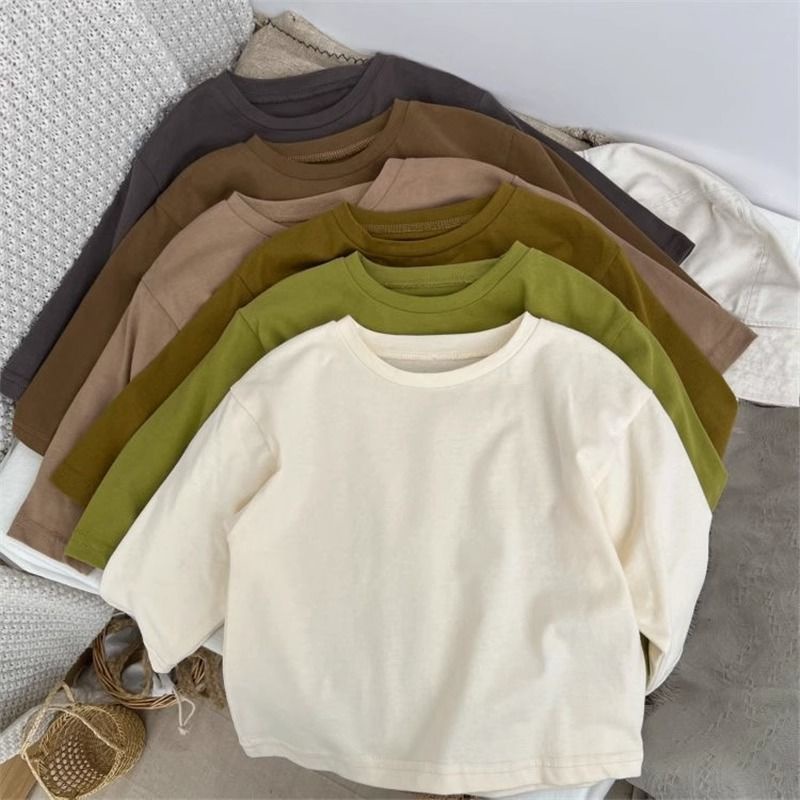 Áo Thun Tay Dài Dáng Rộng Màu Trơn Mềm Mại Phong Cách Hàn Quốc Thời Trang Xuân Thu Cho Nam Và Nữ