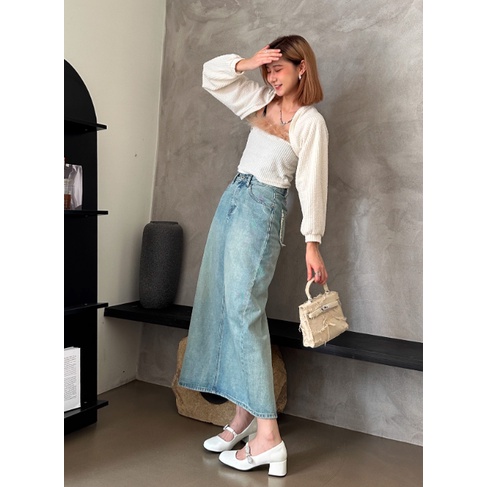 Giày búp bê  Mary Jane mũi tròn gót vuông đính đá hạt sáng cho nữ mang bít gót 2023