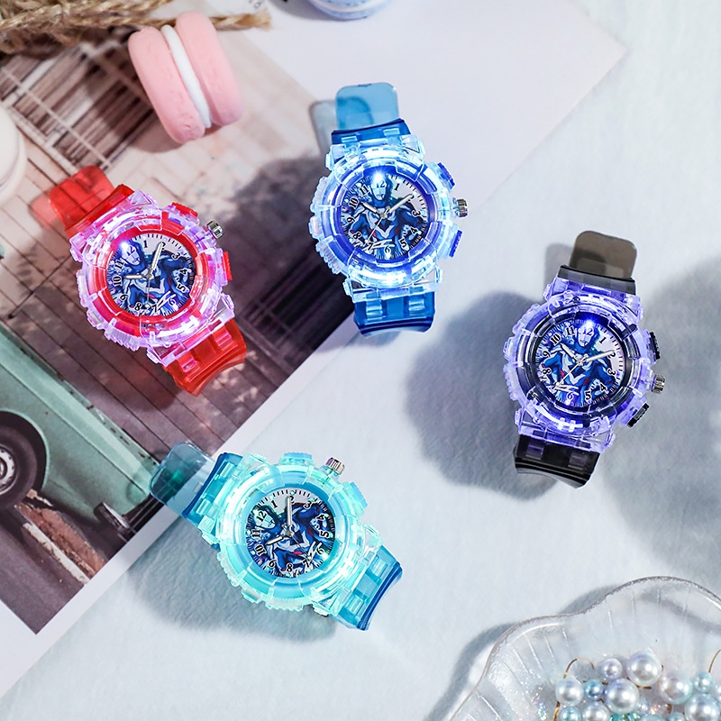 Ultraman Đồng Hồ Đeo Tay Điện Tử Có Đèn led Dạ Quang In Hoạt Hình Siêu Nhân Dễ Thương Cho Bé