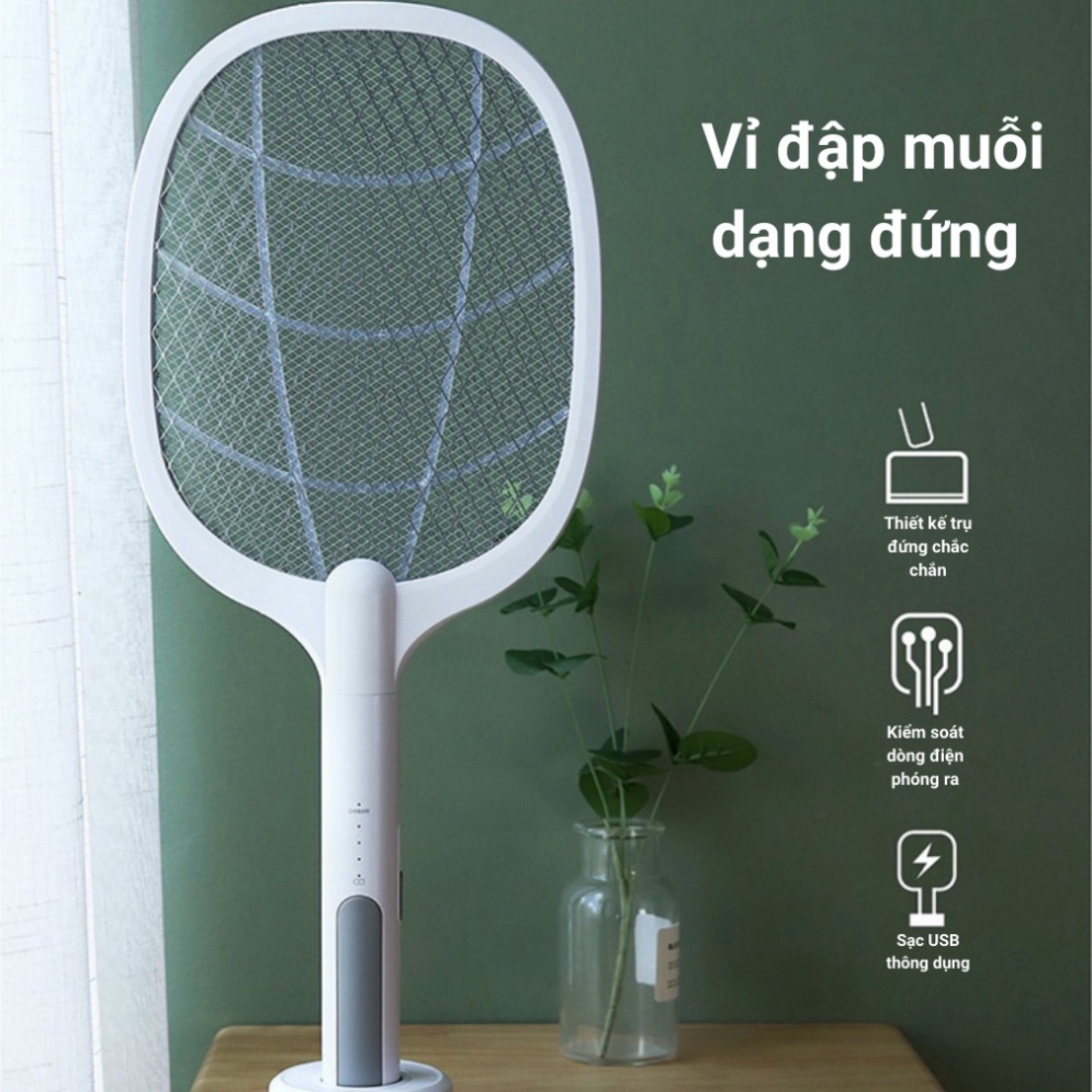 Vợt Muỗi Thông Minh 2 Chế Độ, Thiết Kế Mới, Tính Năng Cập Nhật, Pin sạc cao cấp 1200 mah