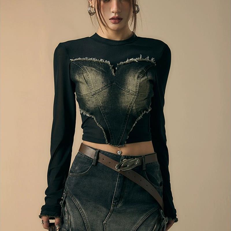 Áo denim Tay Dài Phong Cách retro Thời Trang Dành Cho Nữ