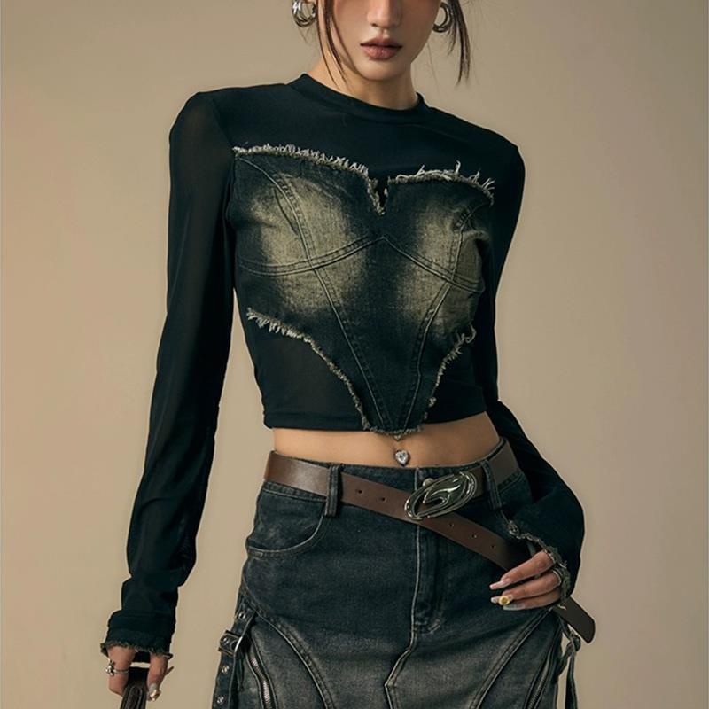 Áo denim Tay Dài Phong Cách retro Thời Trang Dành Cho Nữ