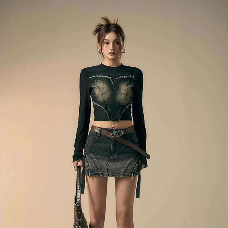 Áo denim Tay Dài Phong Cách retro Thời Trang Dành Cho Nữ