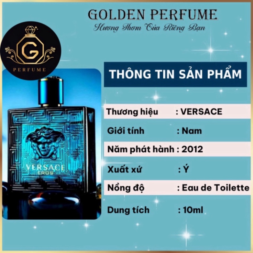 Nước Hoa Nam - VERSACE EROS thu hút nam tính, chính hãng chiết 10ml - Golden Perfume