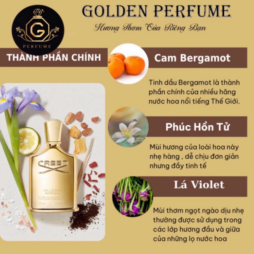 Nước hoa nam nữ unisex Creed Millesime Imperial edp sang trọng nổi bật chiết 10ml chính hãng - Golden Perfume