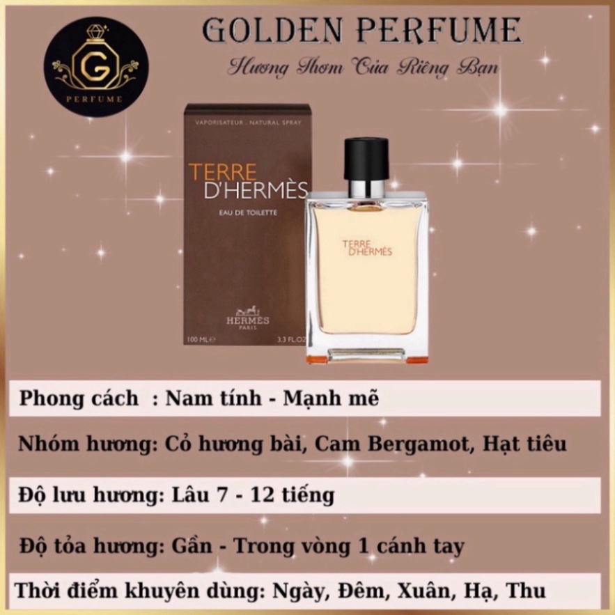 Nước Hoa Nam chính hãng chiết 10ml - Terre d' Hermes edt chiết 10ml - Golden Perfume