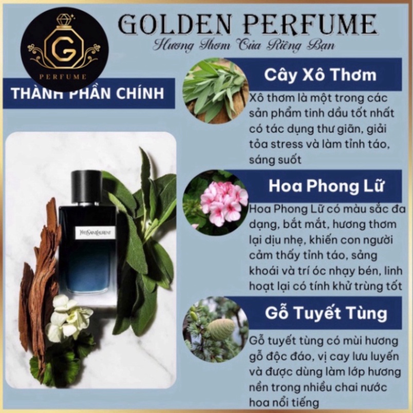 Nước Hoa Nam chiết 10ml chính hãng - YSL Y Men edp nam tính lịch lãm phong trần - Golden Perfume