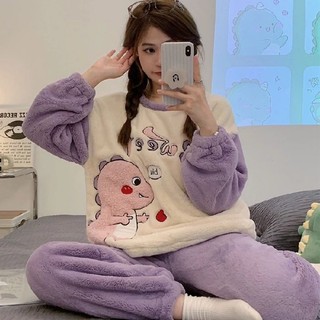Bộ đồ ngủ bông tay dài quần dài cho nữ , bộ đồ ngủ mùa đông