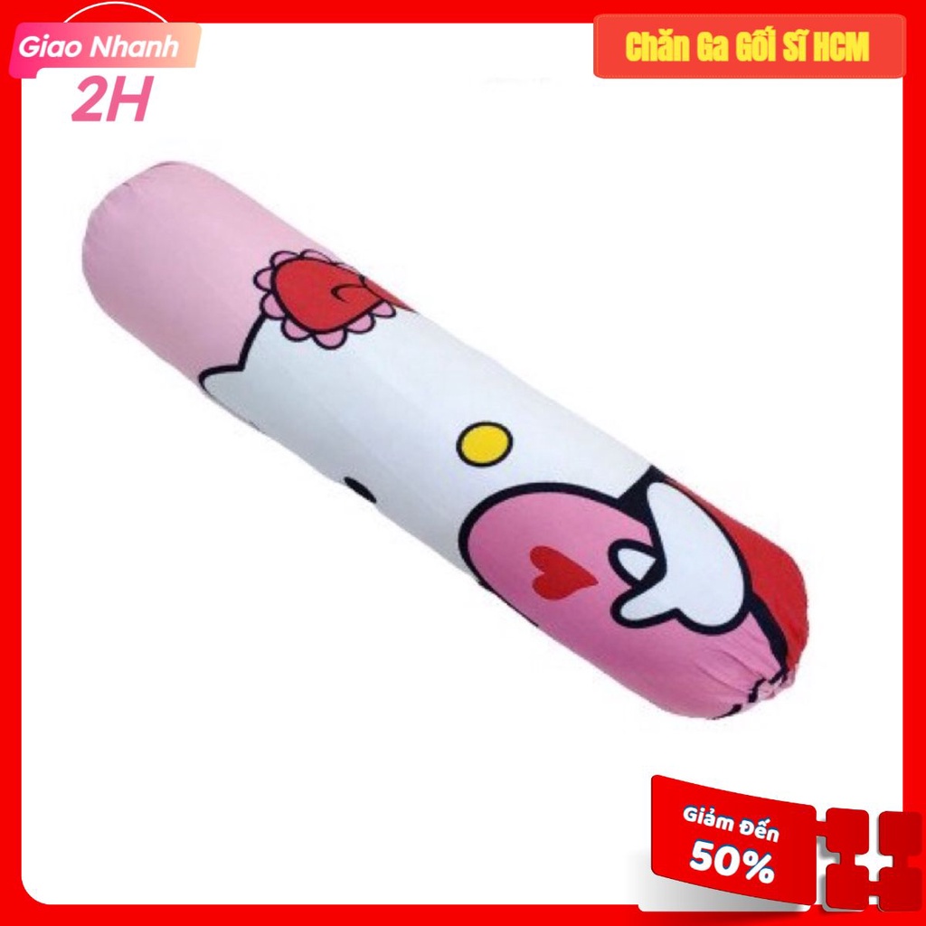 Vỏ gối ôm 35x100cm Cotton Poly, Bao gối ôm không lo bai xù Hello Kitty