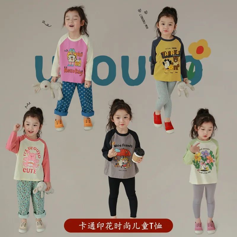 Áo Thun Tay Dài Phong Cách Hàn Quốc Thời Trang Mùa Xuân 2023 Cho Bé Gái