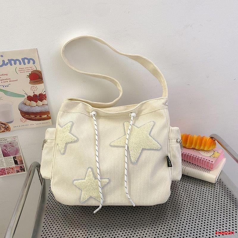 Trong kho┅Túi đeo vai nữ sinh viên Star có sức chứa lớn tote bằng vải nhung