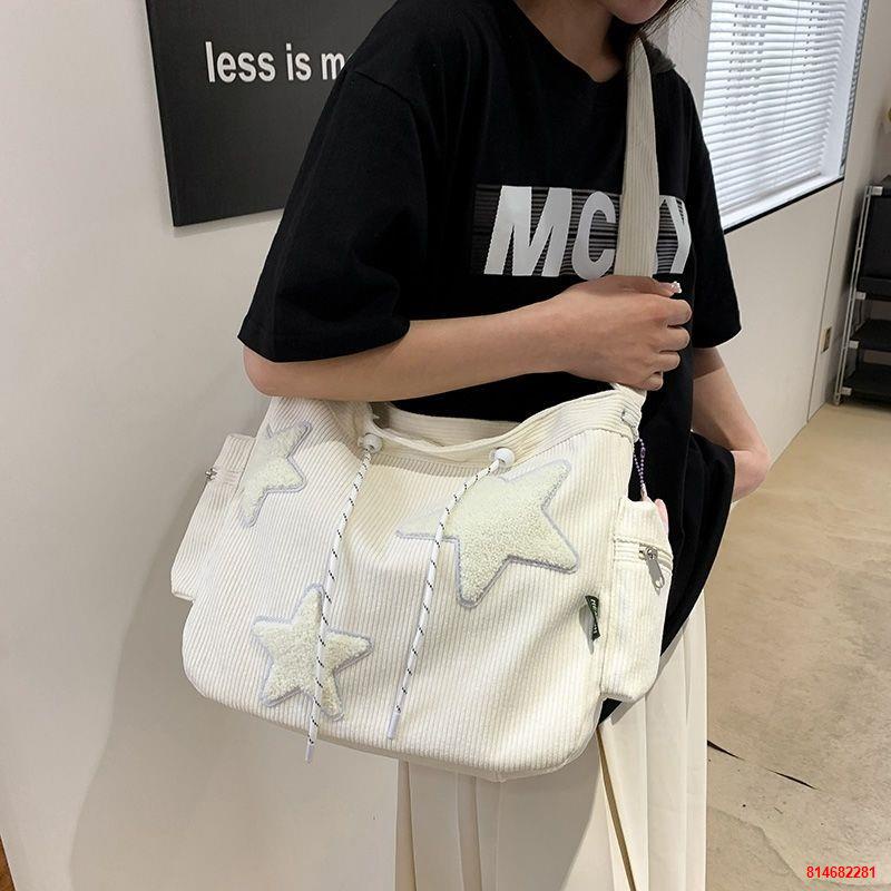Trong kho┅Túi đeo vai nữ sinh viên Star có sức chứa lớn tote bằng vải nhung