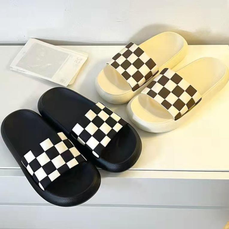 Dép nữ quai ngang caro đế bánh mỳ cực phẩm 2022, Dép thời trang nữ hot trend size 36-41