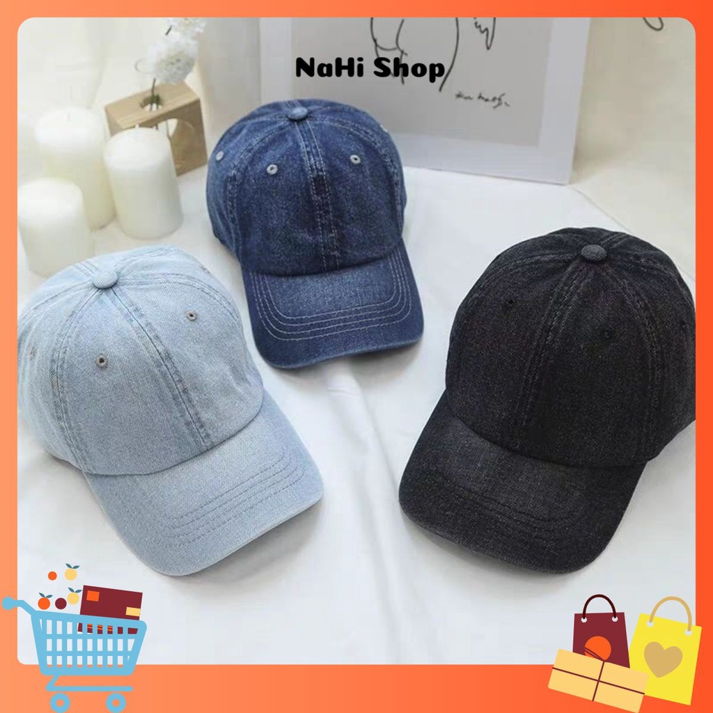 Mũ lưỡi trai jeans trơn thời trang năng động cá tính trẻ trung phù hợp cho mọi lứa tuổi NaHi ngochieu1111