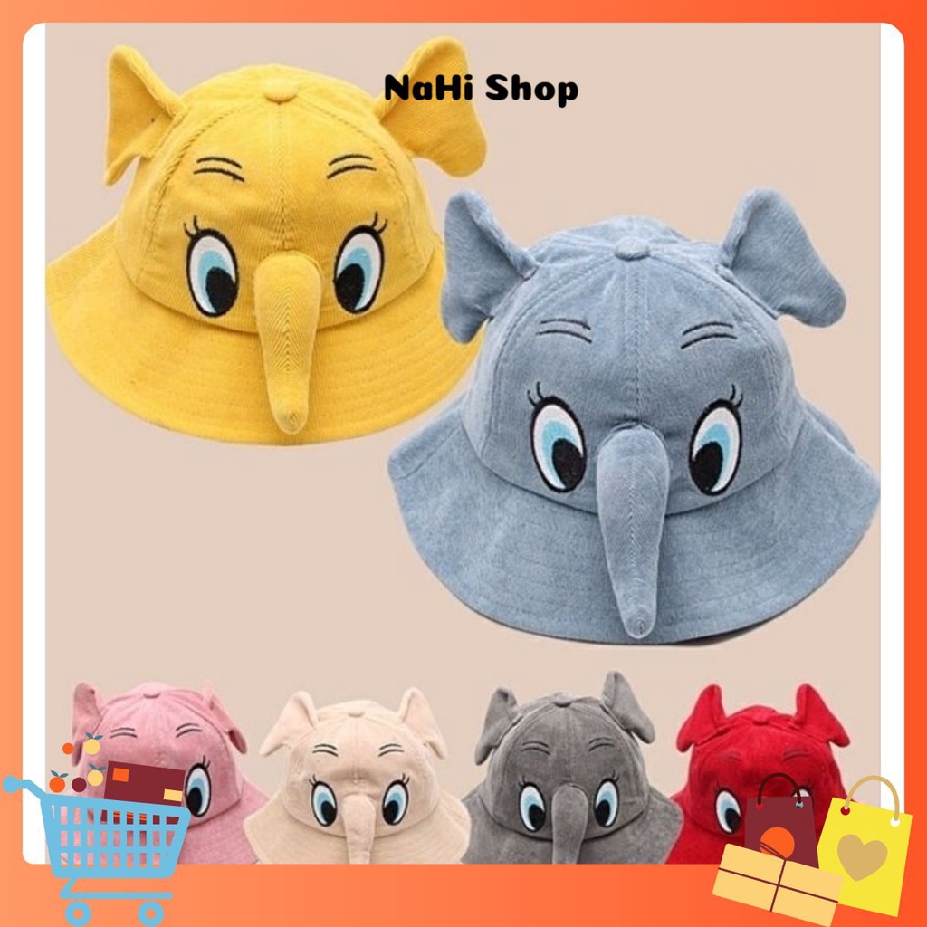 Mũ trẻ em vành dễ thương con voi mang nhẹ mát mẻ hút mồ hôi phù hợp mang đi chơi đi học NaHi ngochieu1111