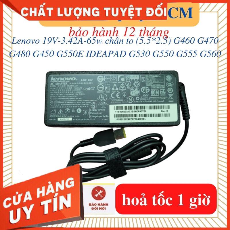 Sạc Laptop Lenovo G450 G460 G470 G480 IDEAPAD G530 G550 G550E G555 G560 -Sạc Lenovo 19V-3.42A-65w chân thường 5.5*2.5mm
