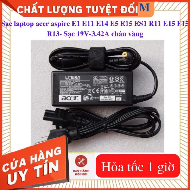 Sạc Laptop acer aspire E1 E5 E11 E14 E15 ES1 R11 R13 F15- Sạc 19V-3.42A chân vàng