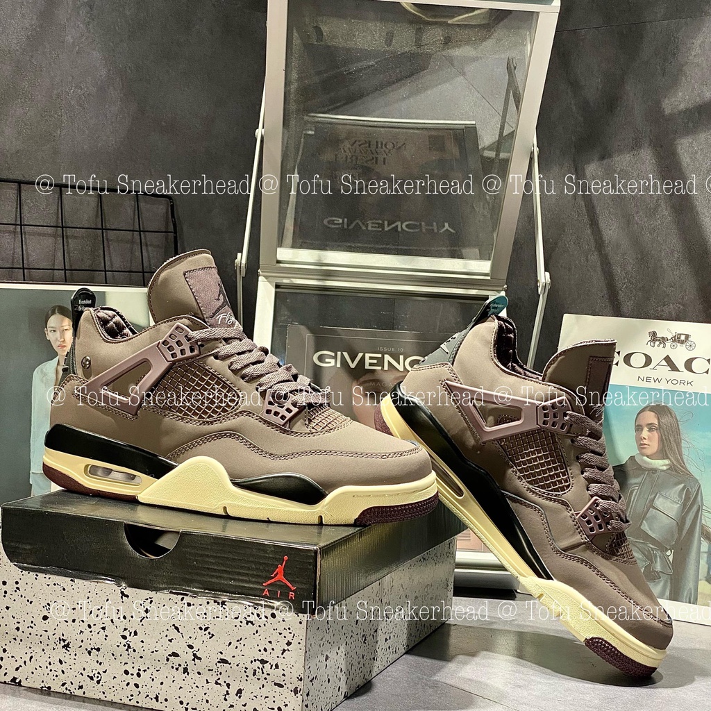 GIÀY SNEAKER AIR JORDAN 4 MANIERE | GIÀY BÓNG RỖ JD4 KÈM BOX BẢO VỆ GIÀY JD4 NÂU ĐẬM NAM NỮ