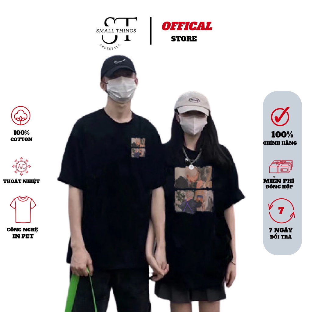 Áo couple dành cho cặp đôi nam nữ SMALL THINGS ST áo phông 100% cotton phom rộng tay lỡ cổ tròn unisex họa tiết Painting | BigBuy360 - bigbuy360.vn