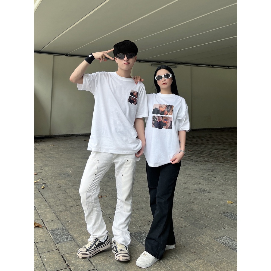 Áo couple dành cho cặp đôi nam nữ SMALL THINGS ST áo phông 100% cotton phom rộng tay lỡ cổ tròn unisex họa tiết Painting | BigBuy360 - bigbuy360.vn