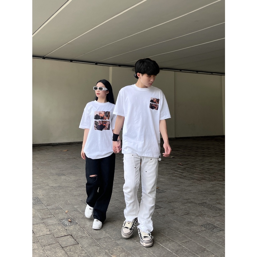 Áo couple dành cho cặp đôi nam nữ SMALL THINGS ST áo phông 100% cotton phom rộng tay lỡ cổ tròn unisex họa tiết Painting | BigBuy360 - bigbuy360.vn