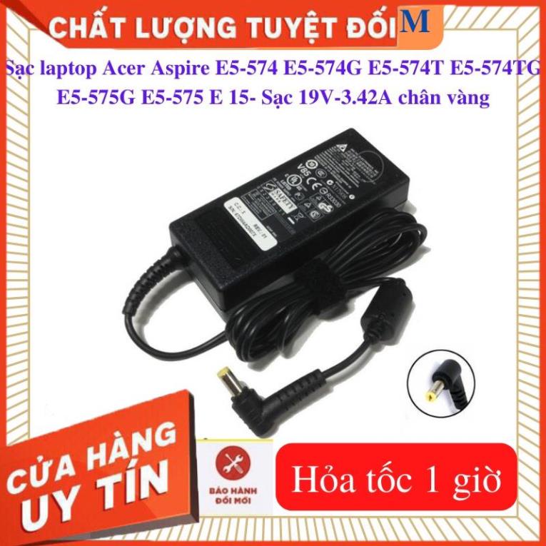 Sạc Laptop Acer Aspire E5-574  E5-575  E5-574G  E5-575G  E5-574T  E5-574TG  E15 - Sạc 19V-3.42A chân vàng