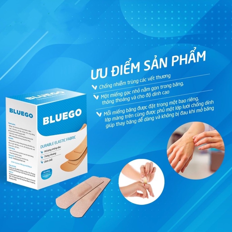  Băng cá nhân ít thấm nước Bluego 102 Miếng