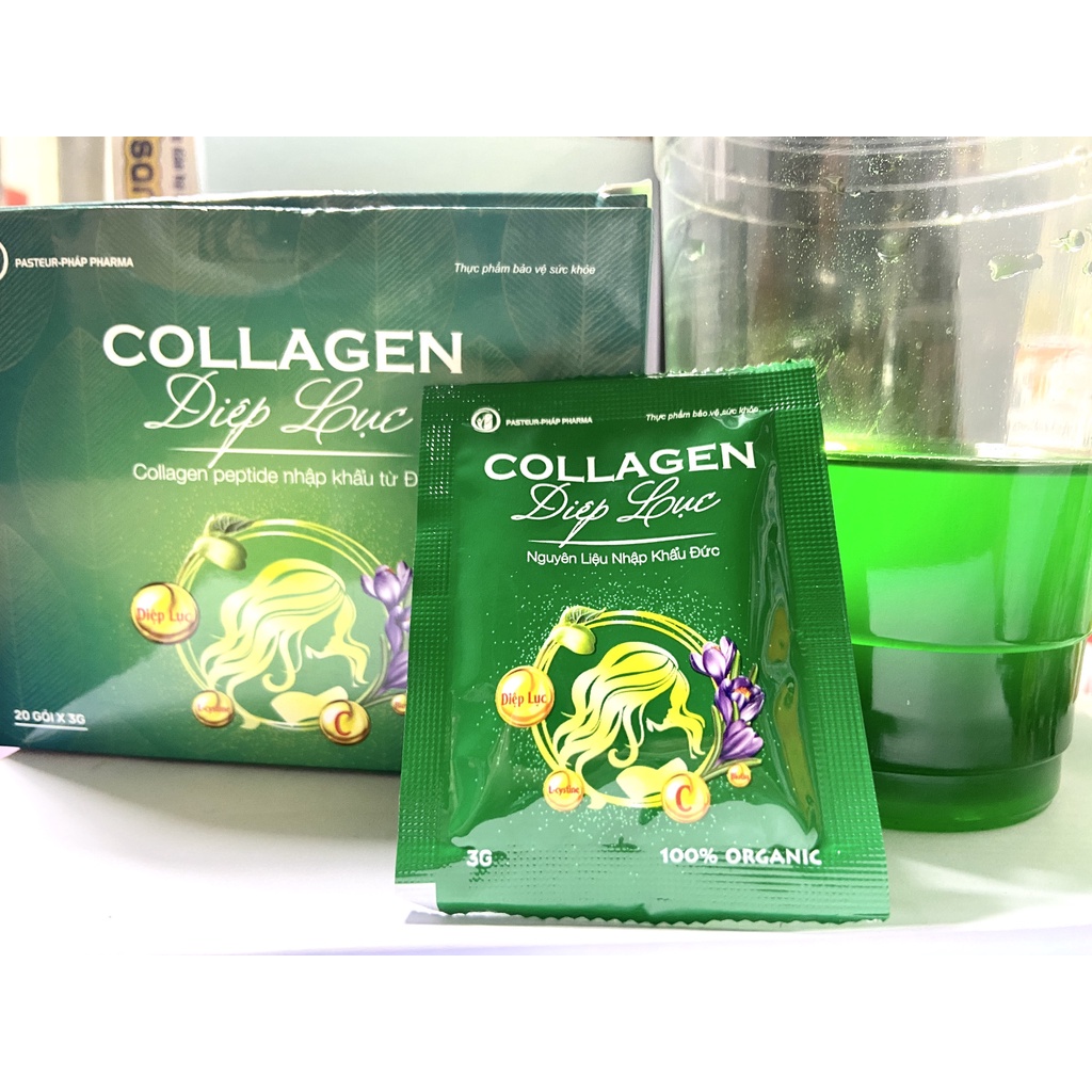 Collagen Diệp Lục Pasteur Pháp Pharma Hộp 20 gói