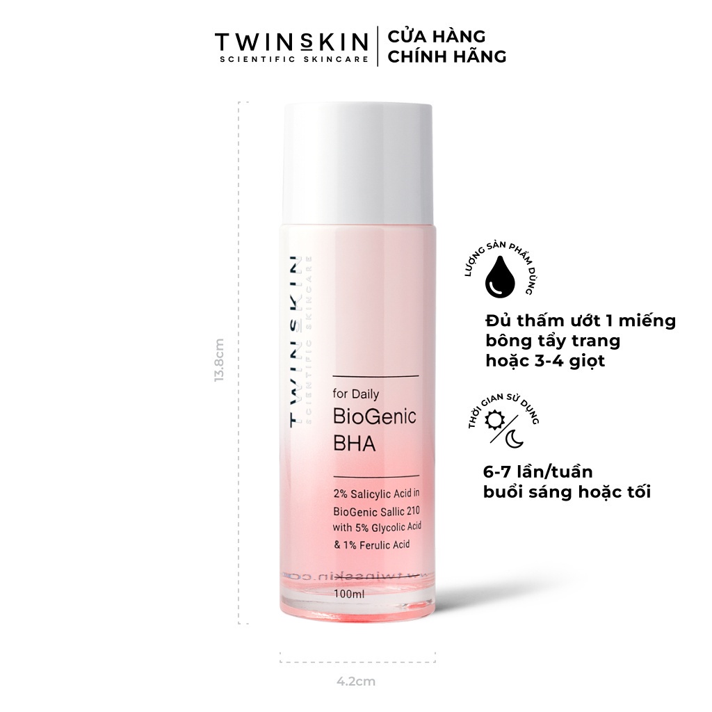 BIOGENIC BHA FOR DAILY - Toner thanh tẩy tế bào chết, dưỡng sáng da, cải thiện lão hoá Twins Skin 100ml