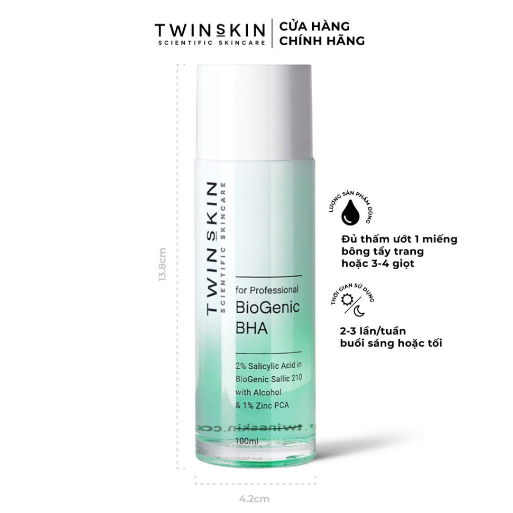 Biogenic BHA For Professional – Toner Thanh Tẩy Tế Bào Chết, Giảm Mụn, Thông Thoáng Lỗ Chân Lông Twins Skin 100ml