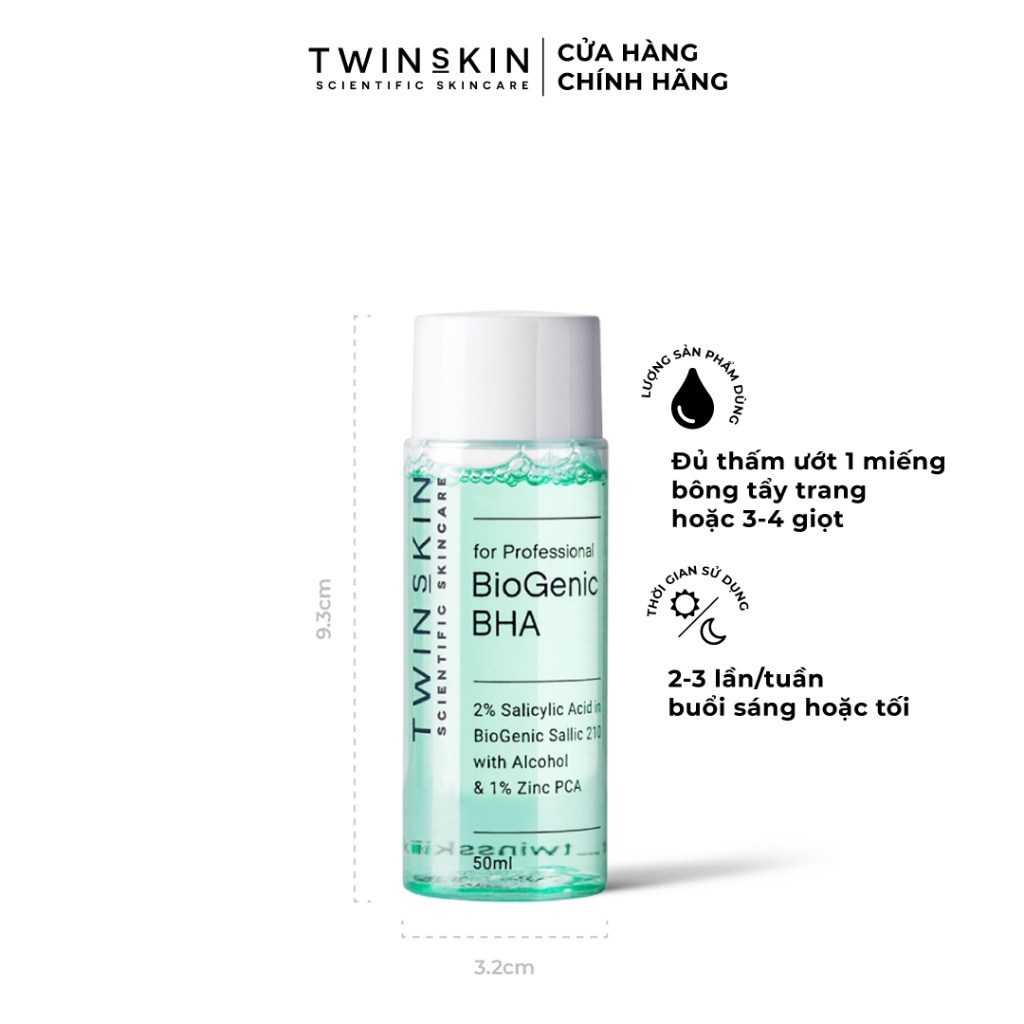 Biogenic BHA For Professional – Toner Thanh Tẩy Tế Bào Chết, Giảm Mụn, Thông Thoáng Lỗ Chân Lông Twins Skin 50ml