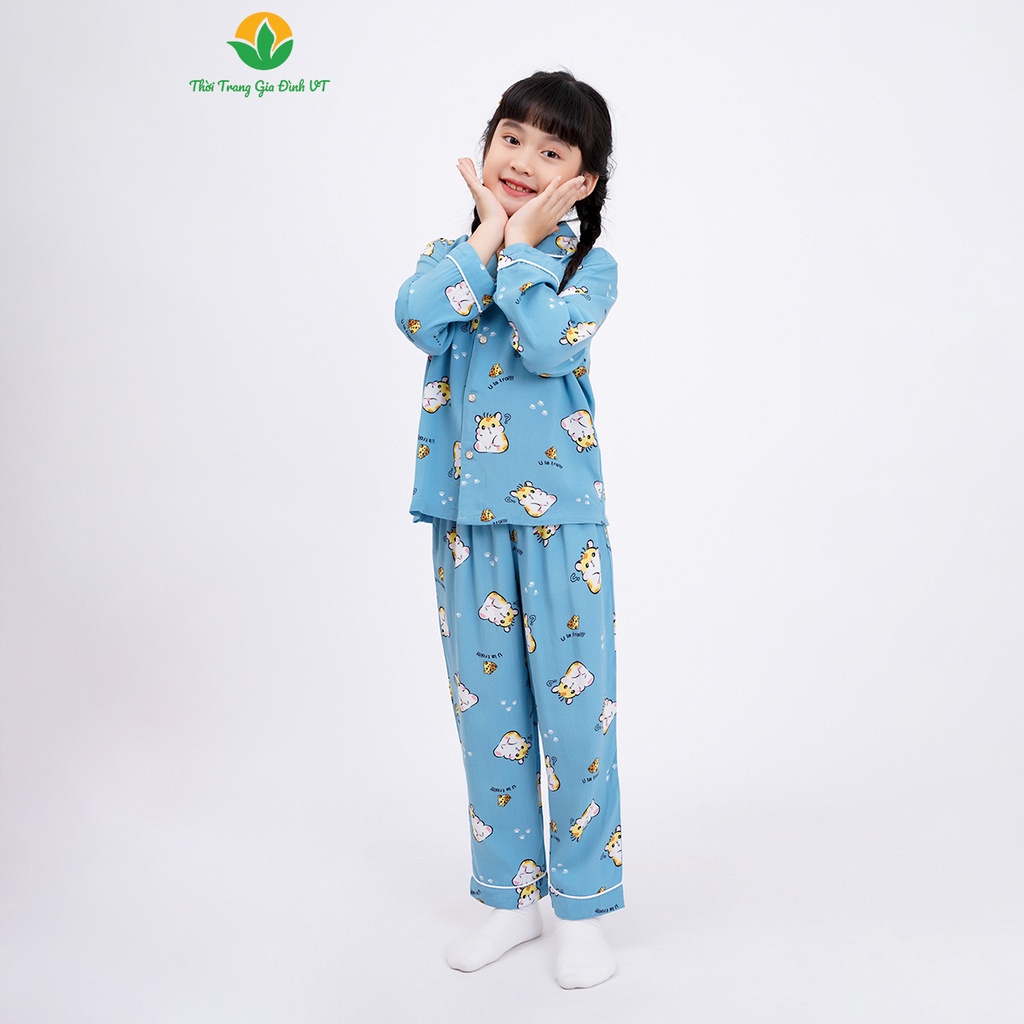 [Mã FATOP12 giảm 30K đơn 150K] Bộ pijama lanh mặc nhà bé gái thời trang Việt Thắng, quần dài, áo dài tay - B70.2301