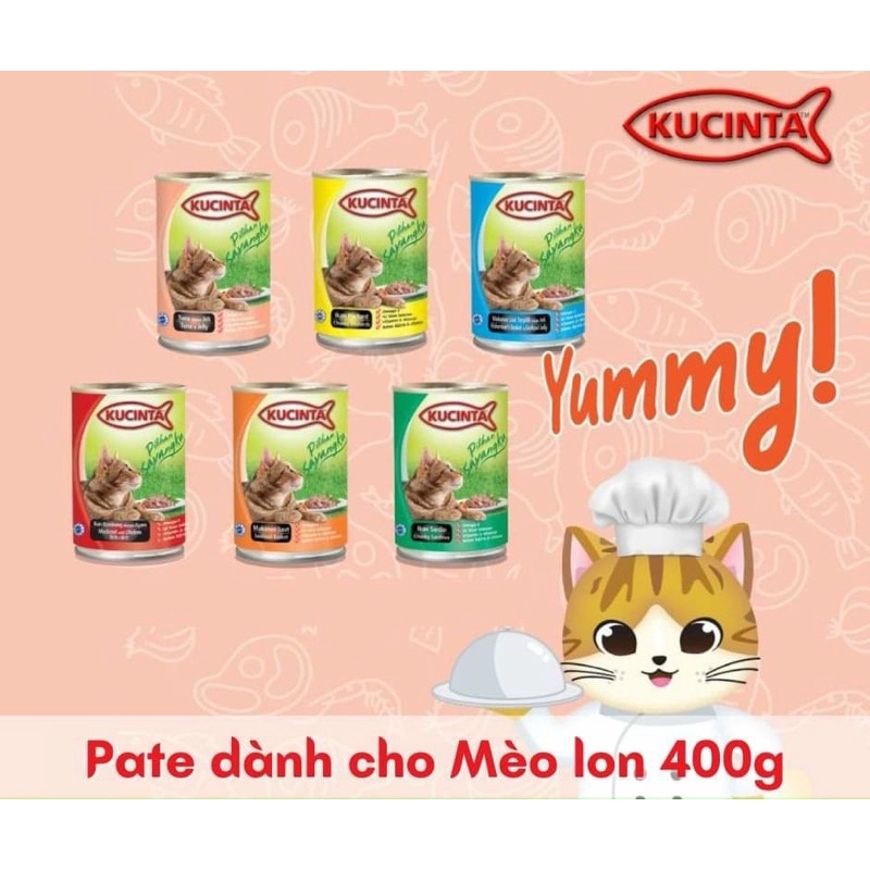 Pate lon 400g KUCINTA siêu nhiều cá và hải sản cho mèo